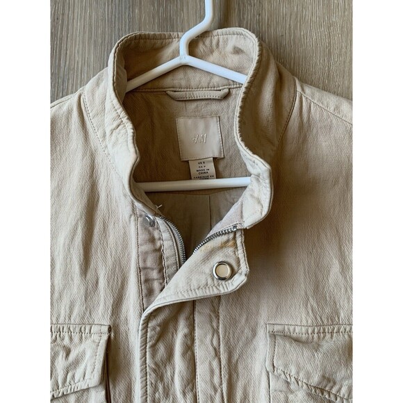 H&M Women's SMALL 4-Pocket Zip Button Tie-Waist Casual Jacket Utility Outdoor - Picture 3 of 12